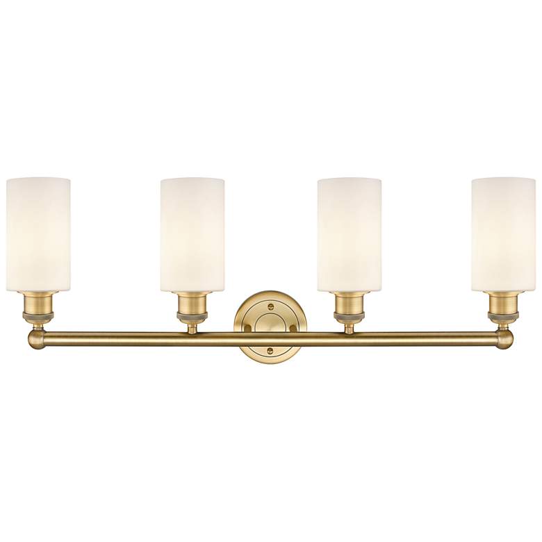 Image 2 Clymer 30.88"W 4 Light Brushed Brass Bath Vanity Light With White Shad more views