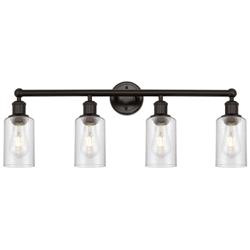 Clymer 30.88"W 4 Light Oil Rubbed Bronze Bath Vanity Light w/ Seedy Sh