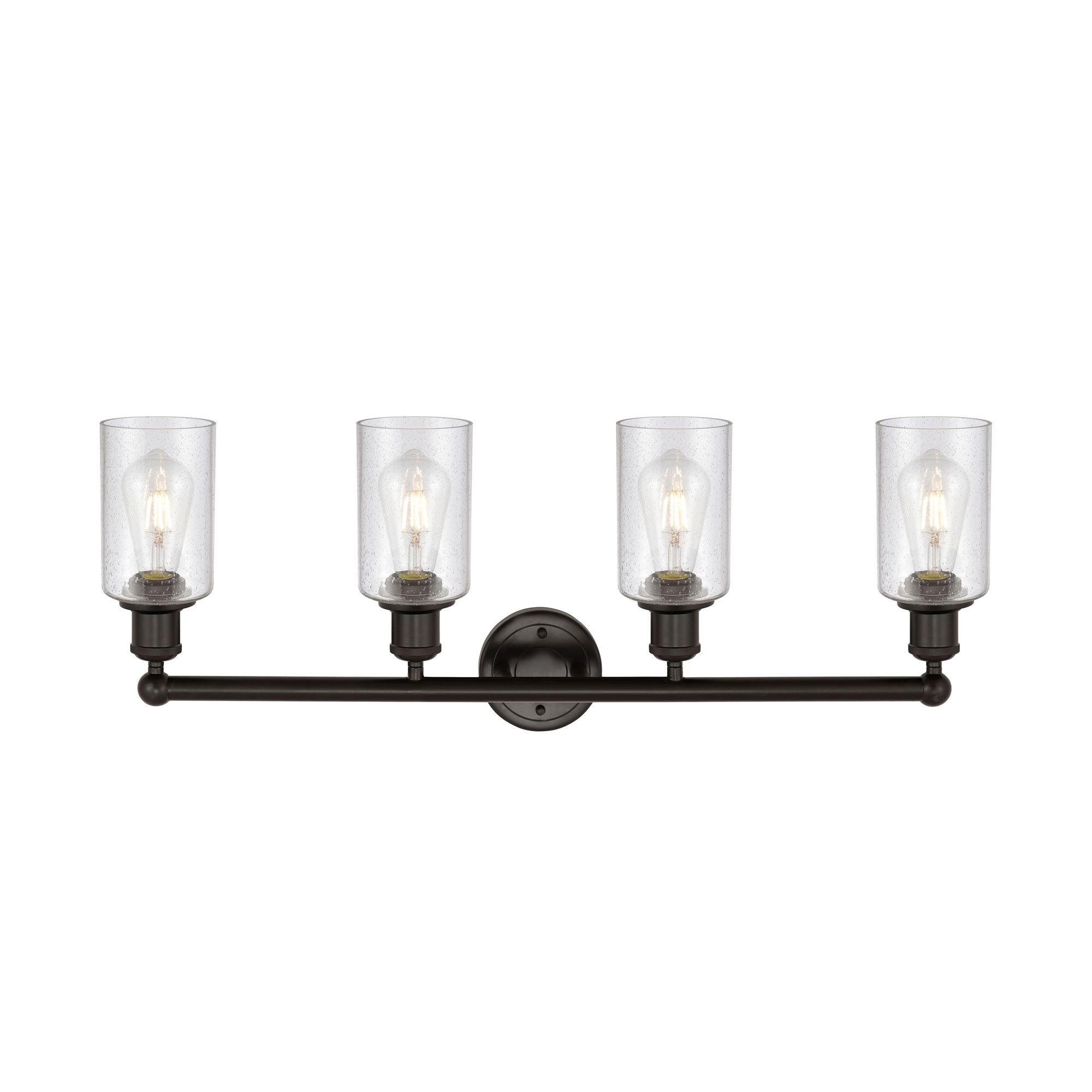 Image 2 Clymer 30.88"W 4 Light Oil Rubbed Bronze Bath Vanity Light w/ Seedy Sh more views