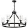 Clymer 30"W Matte Black and Clear Glass 6-Light Chandelier