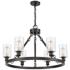 Clymer 30"W Matte Black and Clear Glass 6-Light Chandelier