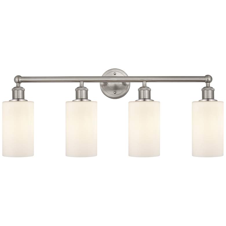 Image 1 Clymer 31" 4-Light Brushed Satin Nickel Bath Light w/ Matte White Shad