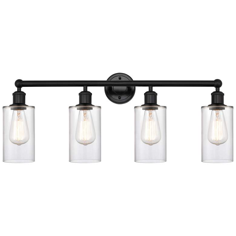 Image 1 Clymer 31" 4-Light Matte Black Bath Light w/ Clear Shade