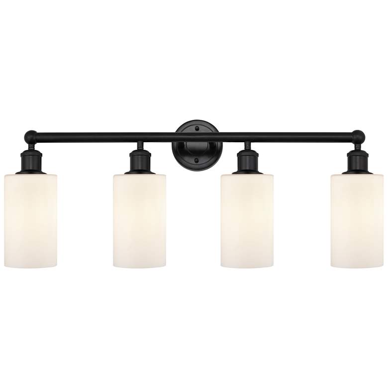 Image 1 Clymer 31" 4-Light Matte Black Bath Light w/ Matte White Shade