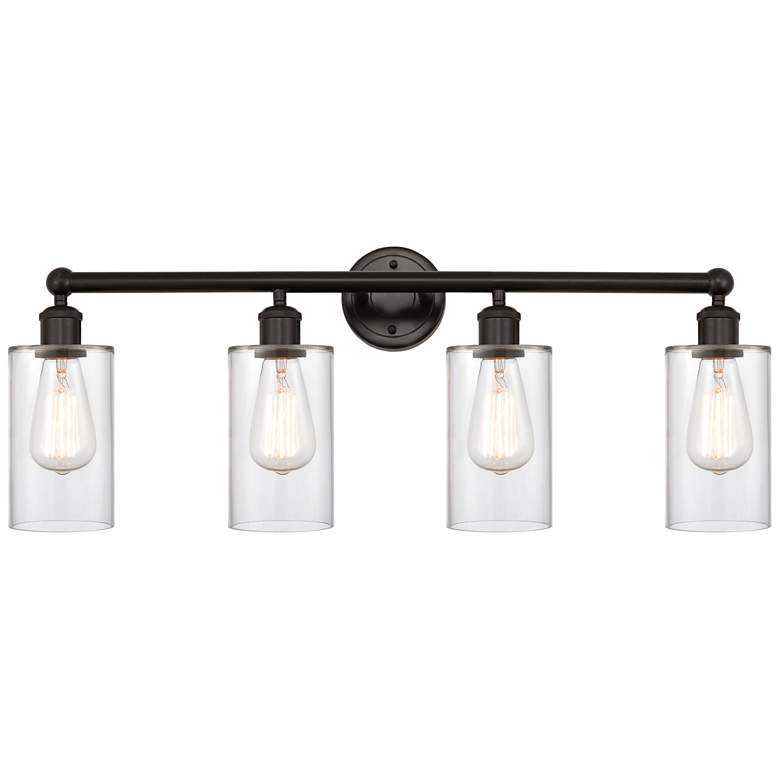 Image 1 Clymer 31" 4-Light Oil Rubbed Bronze Bath Light w/ Clear Shade