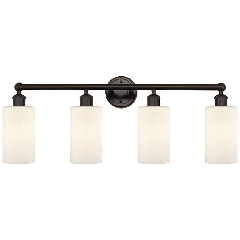 Image 1 Clymer 31" 4-Light Oil Rubbed Bronze Bath Light w/ Matte White Shade