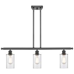 Clymer 36" Wide 3 Light Bronze Stem Hung Island Light w/ Clear Shade