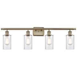 Clymer 36" Wide 4 Light Antique Brass Bath Vanity Light w/ Clear Shade