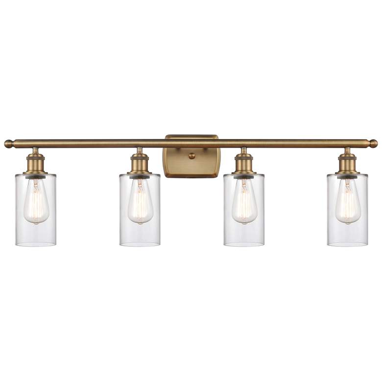 Image 1 Clymer 36" Wide 4 Light Brushed Brass Bath Vanity Light w/ Clear Shade