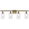 Clymer 36" Wide 4 Light Brushed Brass Bath Vanity Light w/ Clear Shade