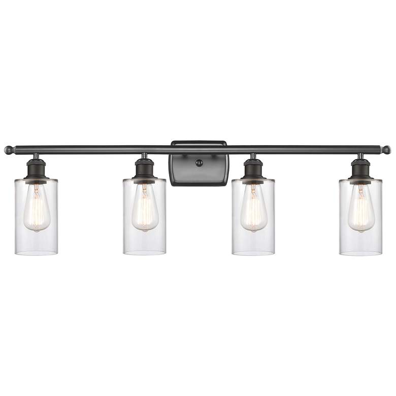 Image 1 Clymer 36" Wide 4 Light Oil Rubbed Bronze Bath Vanity Light w/ Clear S