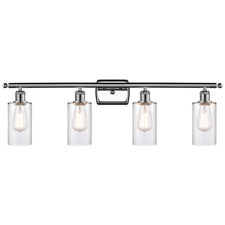 Image 1 Clymer 36" Wide 4 Light Polished Chrome Bath Vanity Light w/ Clear Sha