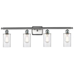 Clymer 36"W 4 Light Brushed Satin Nickel Bath Vanity Light w/ Clear Sh