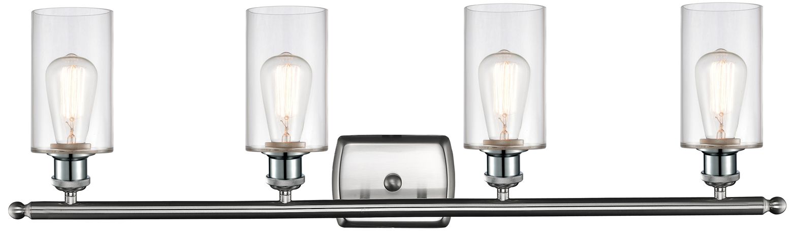Image 2 Clymer 36"W 4 Light Brushed Satin Nickel Bath Vanity Light w/ Clear Sh more views