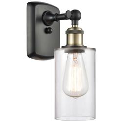 Clymer 4" Black Antique Brass Sconce w/ Clear Shade
