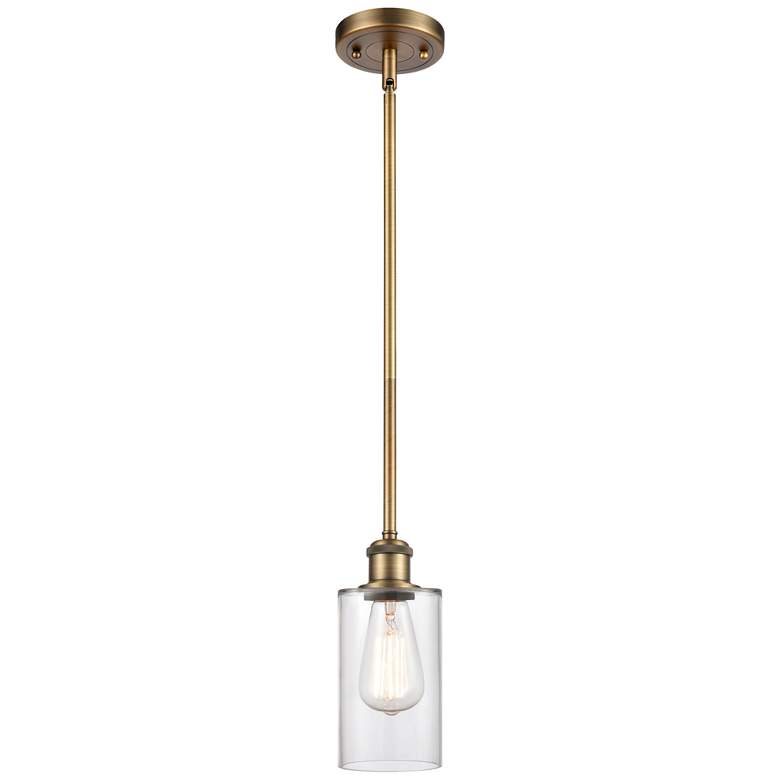 Image 1 Clymer 4" Brushed Brass Mini Pendant w/ Clear Shade