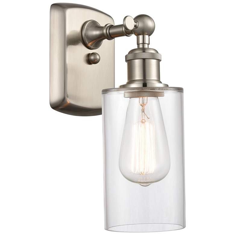 Image 1 Clymer 4" Brushed Satin Nickel Sconce w/ Clear Shade