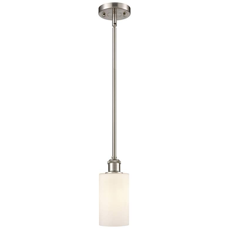 Image 1 Clymer 4" LED Mini Pendant - Brushed Satin Nickel - Matte White Shade