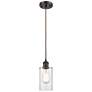 Clymer 4" Oil Rubbed Bronze Cord Hung Mini Pendant w/ Clear Shade