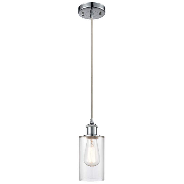 Image 1 Clymer 4" Polished Chrome Cord Hung Mini Pendant w/ Clear Shade
