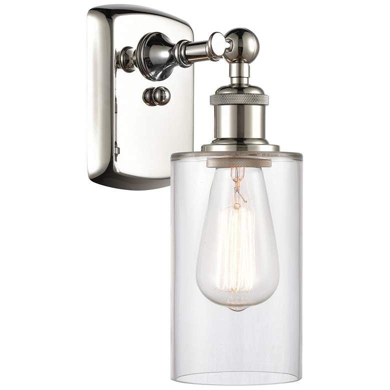 Image 1 Clymer 4" Polished Nickel Sconce w/ Clear Shade