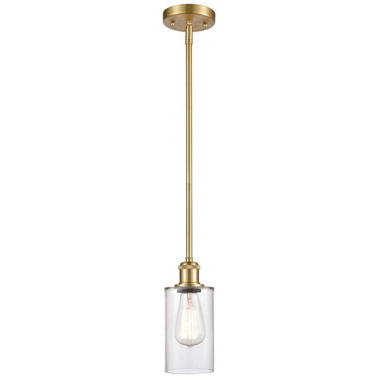 Image 1 Clymer 4" Satin Gold Mini Pendant w/ Clear Shade