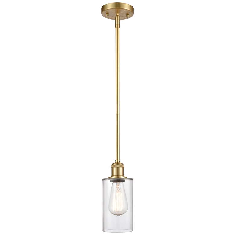 Image 1 Clymer 4" Wide Satin Gold with Clear Glass LED Mini Pendant