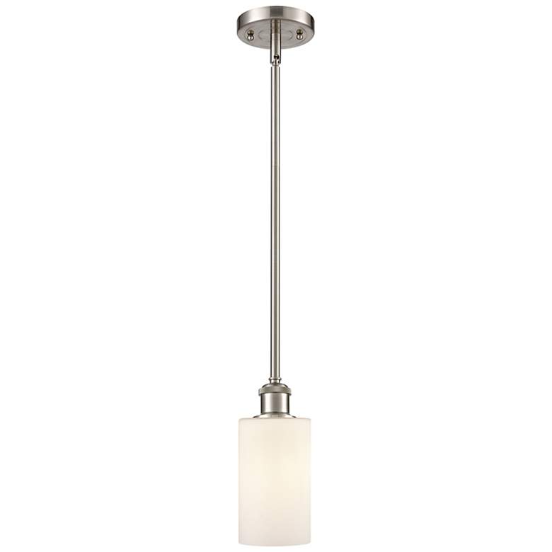 Image 1 Clymer 4" LED Mini Pendant - Brushed Satin Nickel - Matte White Shade