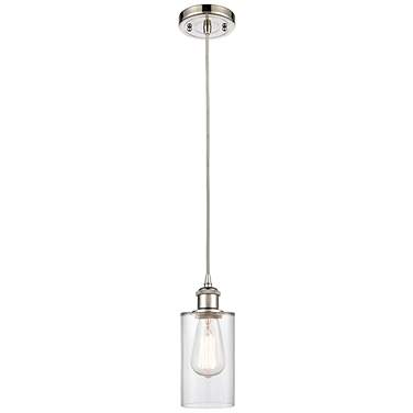 Clymer 4"W Polished Nickel LED Mini Pendant with Clear Shade
