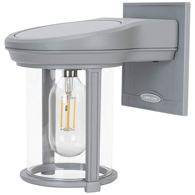 Image 1 Coach 7 1/2" High Gray LED Solar Outdoor Wall Lantern