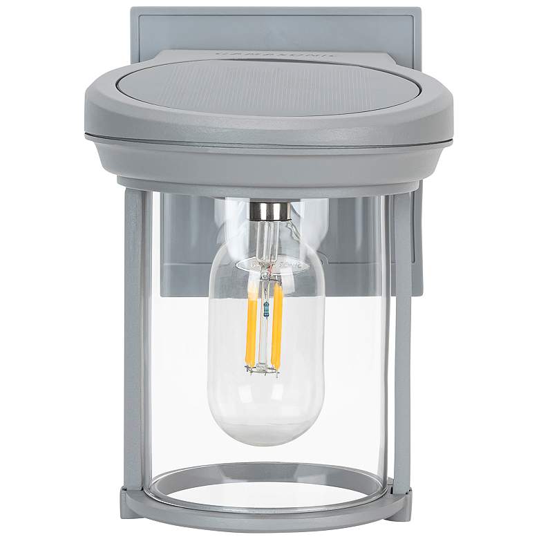 Image 2 Coach 7 1/2" High Gray LED Solar Outdoor Wall Lantern more views