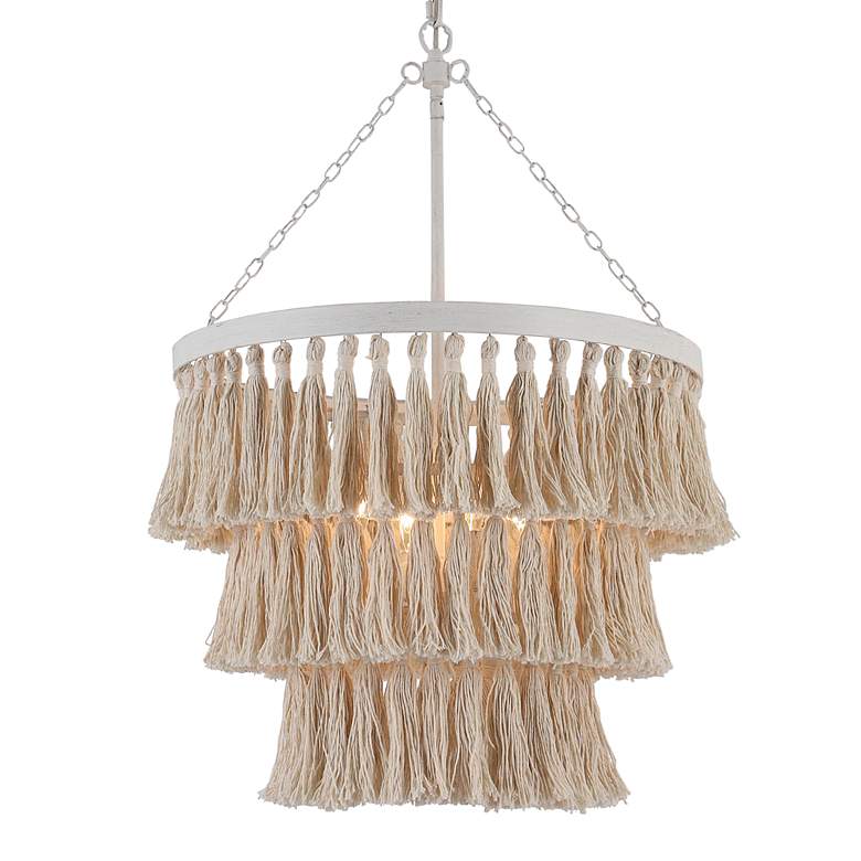 Image 2 Coas 18 1/2" Wide Natural Tassel 3-Tier Chandelier