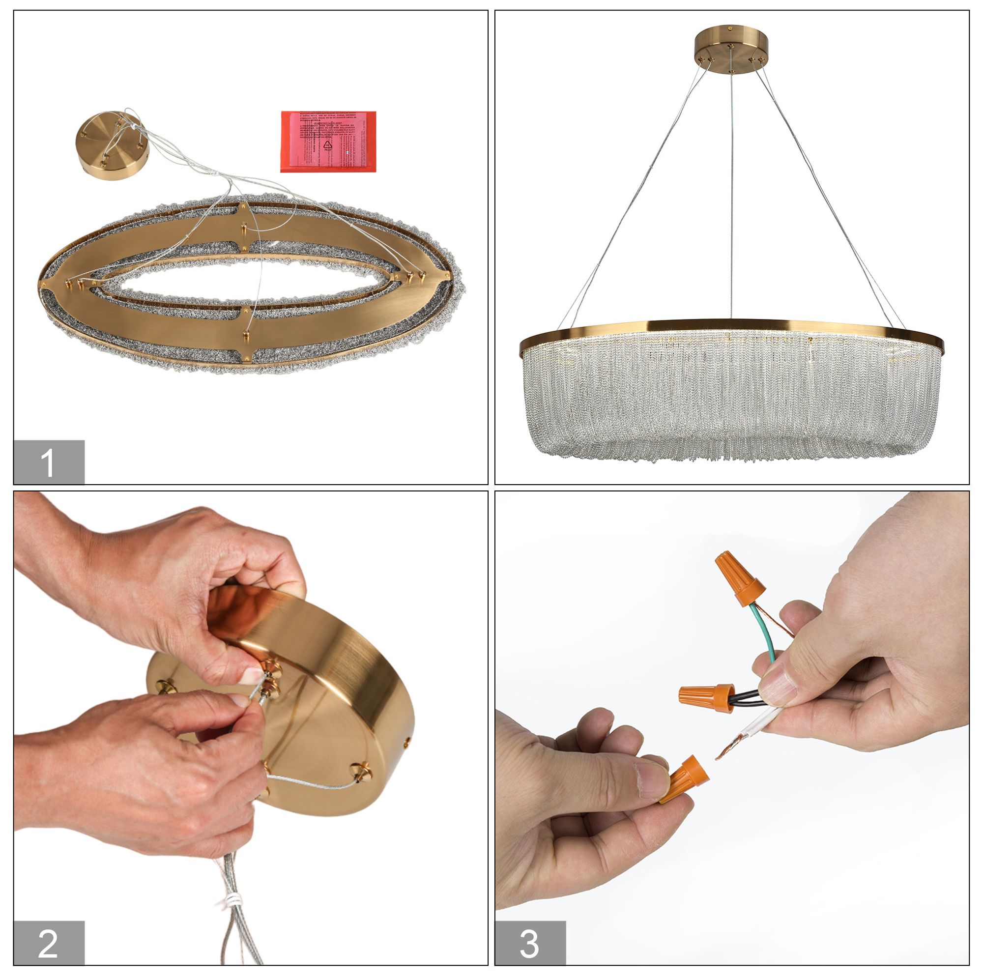 Image 7 Coasfri 1-Light LED Fringe Island Chandelier more views