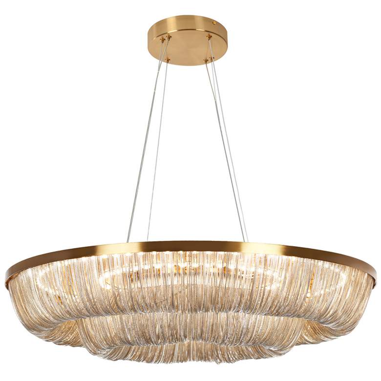 Image 1 Coasfri 1-Light LED Gold Fringe Chandelier