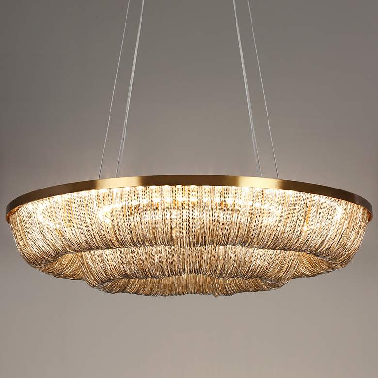 Image 1 Coasfri 1-Light LED Gold Fringe Chandelier
