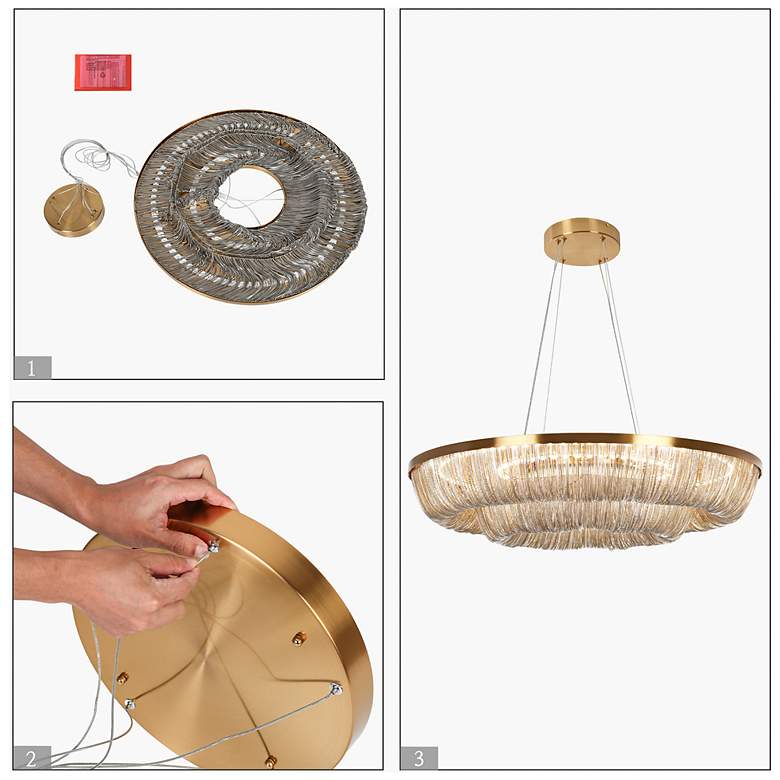 Image 7 Coasfri 1-Light LED Gold Fringe Chandelier more views