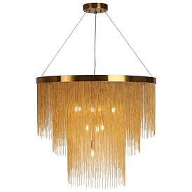 Image1 of Coasfri 10-Light Gold Fringe 2-Tier Chandelier