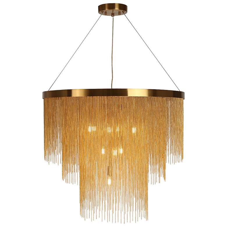 Image 1 Coasfri 10-Light Gold Fringe 2-Tier Chandelier