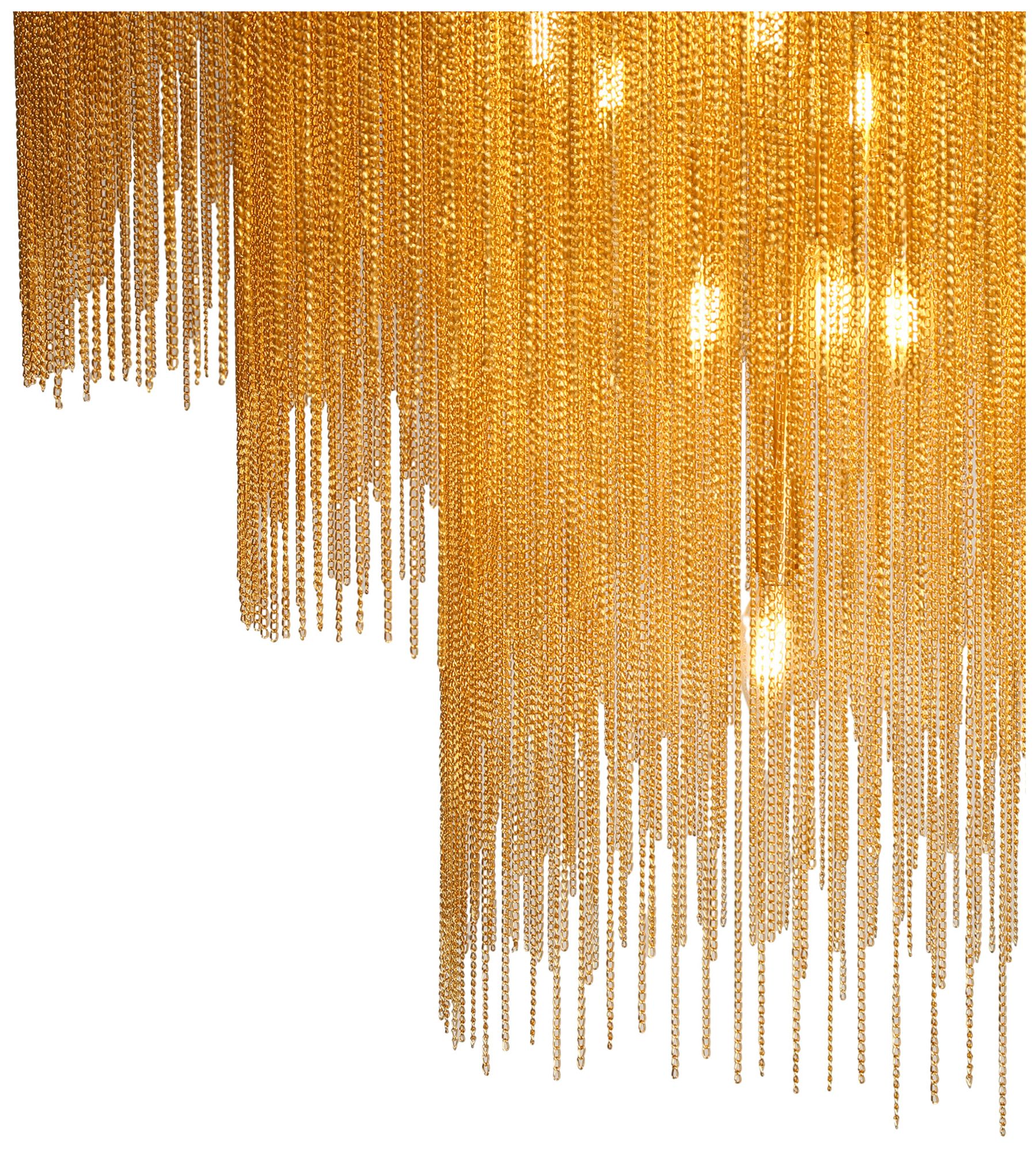 Image 4 Coasfri 10-Light Gold Fringe 2-Tier Chandelier more views