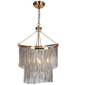 Image1 of Coasfri 4-Light Brass Fringes 2-Tier Chandelier