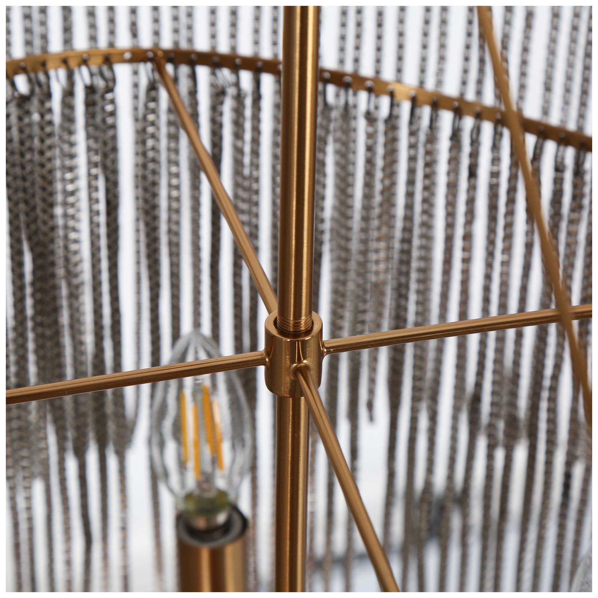 Image 2 Coasfri 4-Light Brass Fringes 2-Tier Chandelier more views