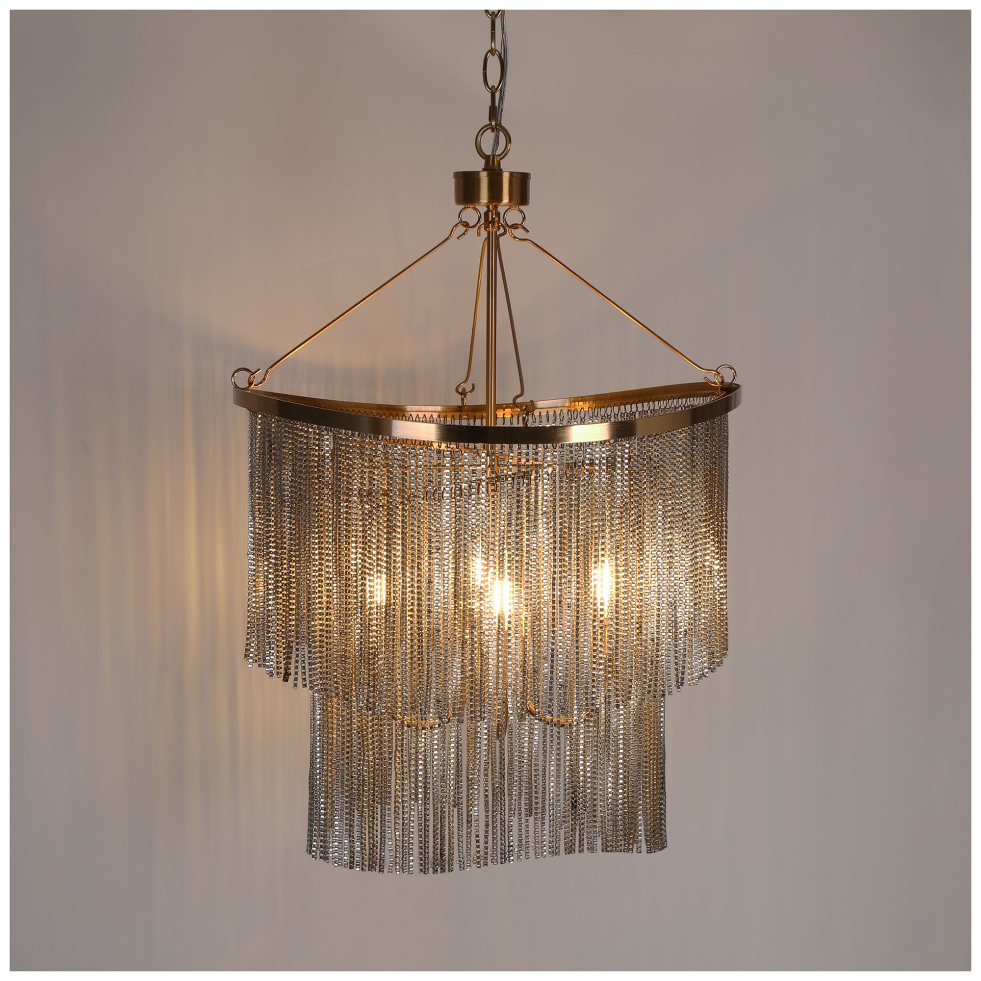 Image 4 Coasfri 4-Light Brass Fringes 2-Tier Chandelier more views