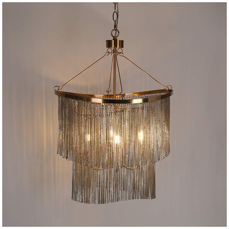 Image 4 Coasfri 4-Light Brass Fringes 2-Tier Chandelier more views