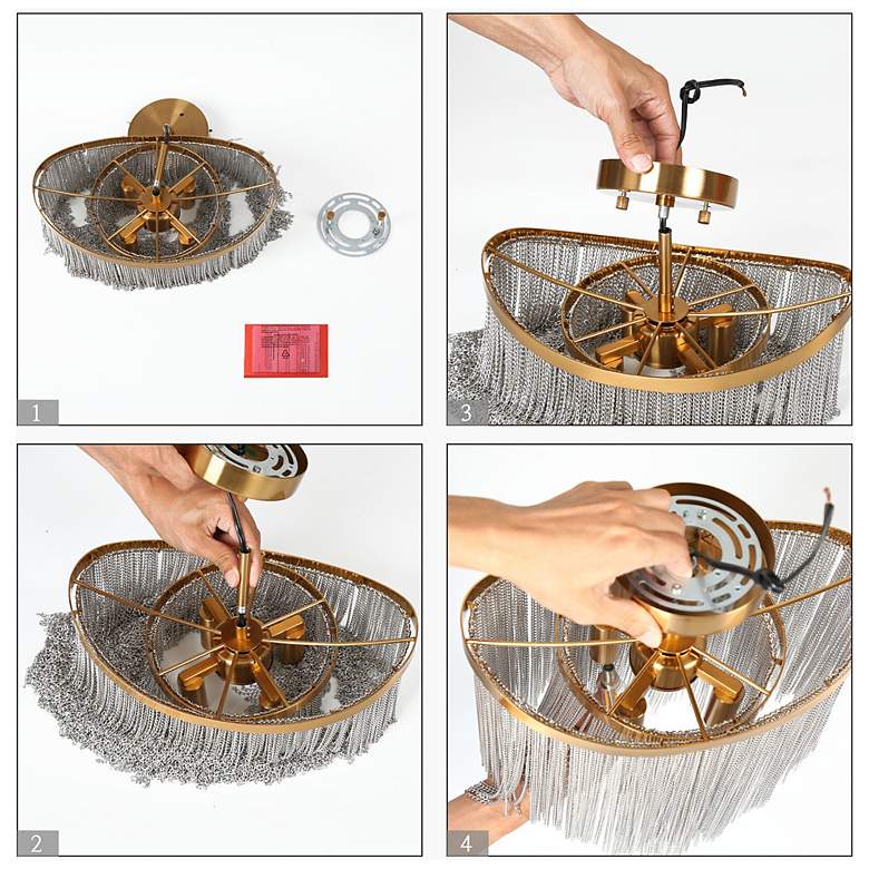 Image 7 Coasfri 4-Light Brass Fringes Ceiling Light more views