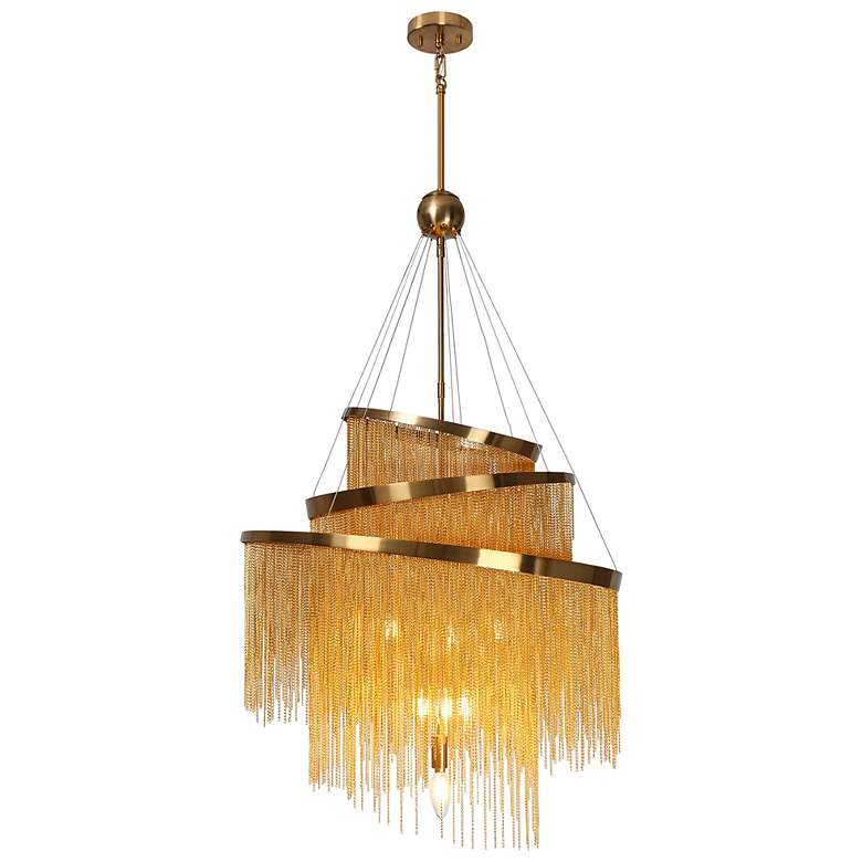 Image 1 Coasfri 7-Light Gold Fringe 3-Tier Chandelier