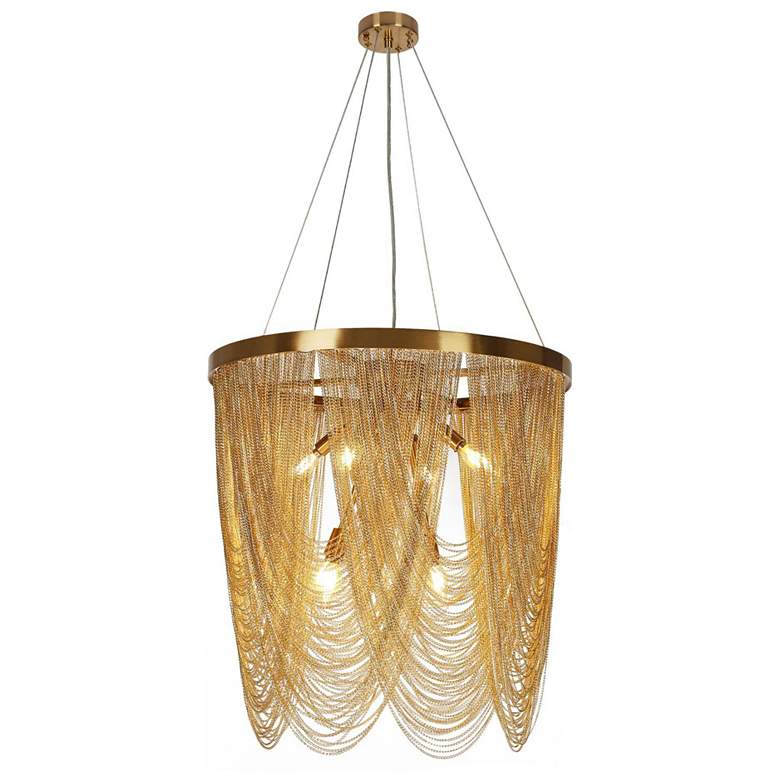Image 1 Coasfri 7-Light Gold Fringe Chandelier