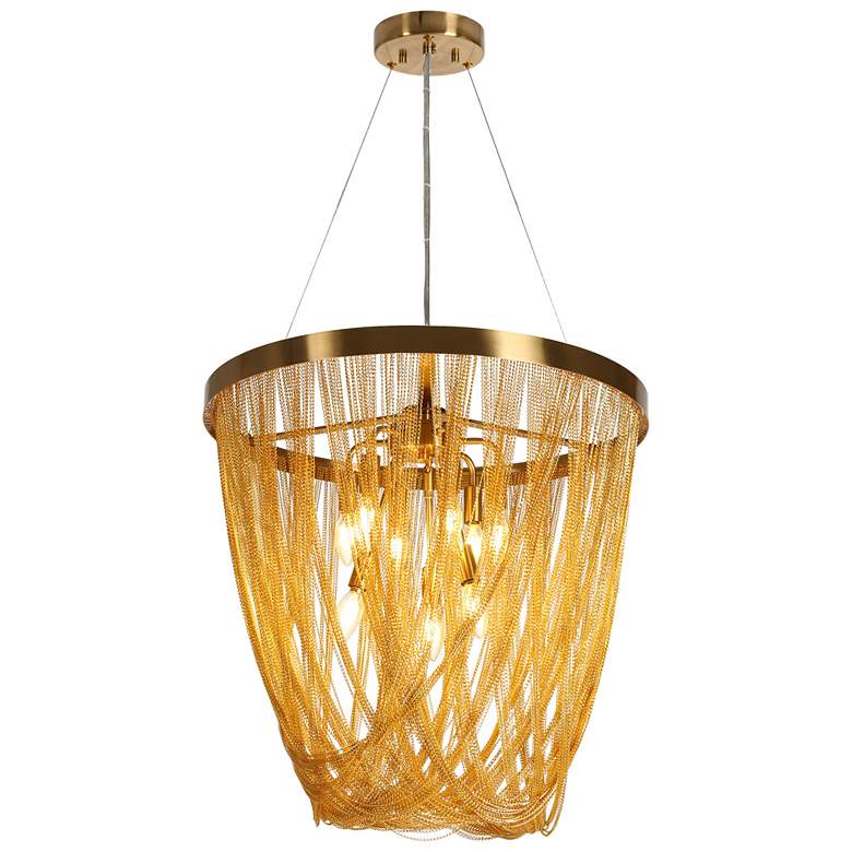 Image 1 Coasfri 9-Light Gold Fringe Chandelier