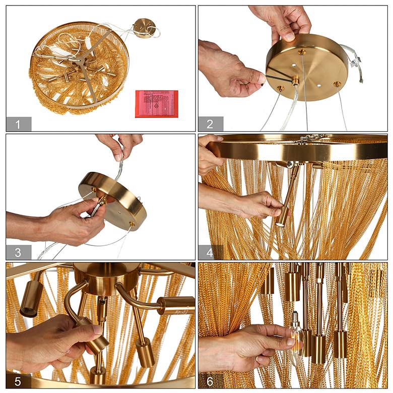 Image 6 Coasfri 9-Light Gold Fringe Chandelier more views