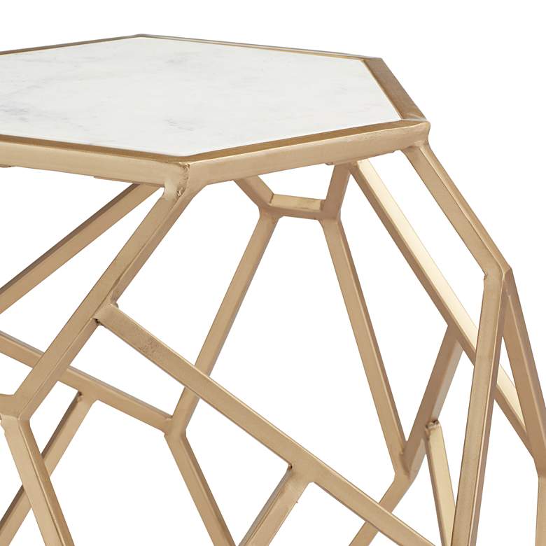 Image 5 Coast to Coast Geometric 20 1/2" Wide Gold Marble Hexagon Accent Table more views