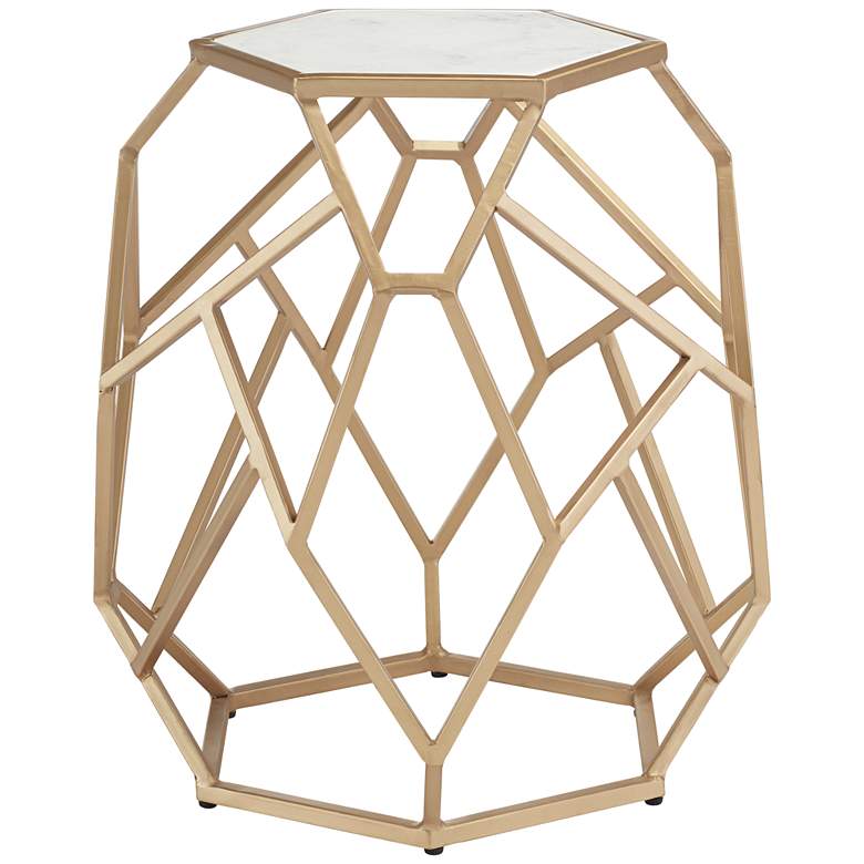 Image 6 Coast to Coast Geometric 20 1/2" Wide Gold Marble Hexagon Accent Table more views